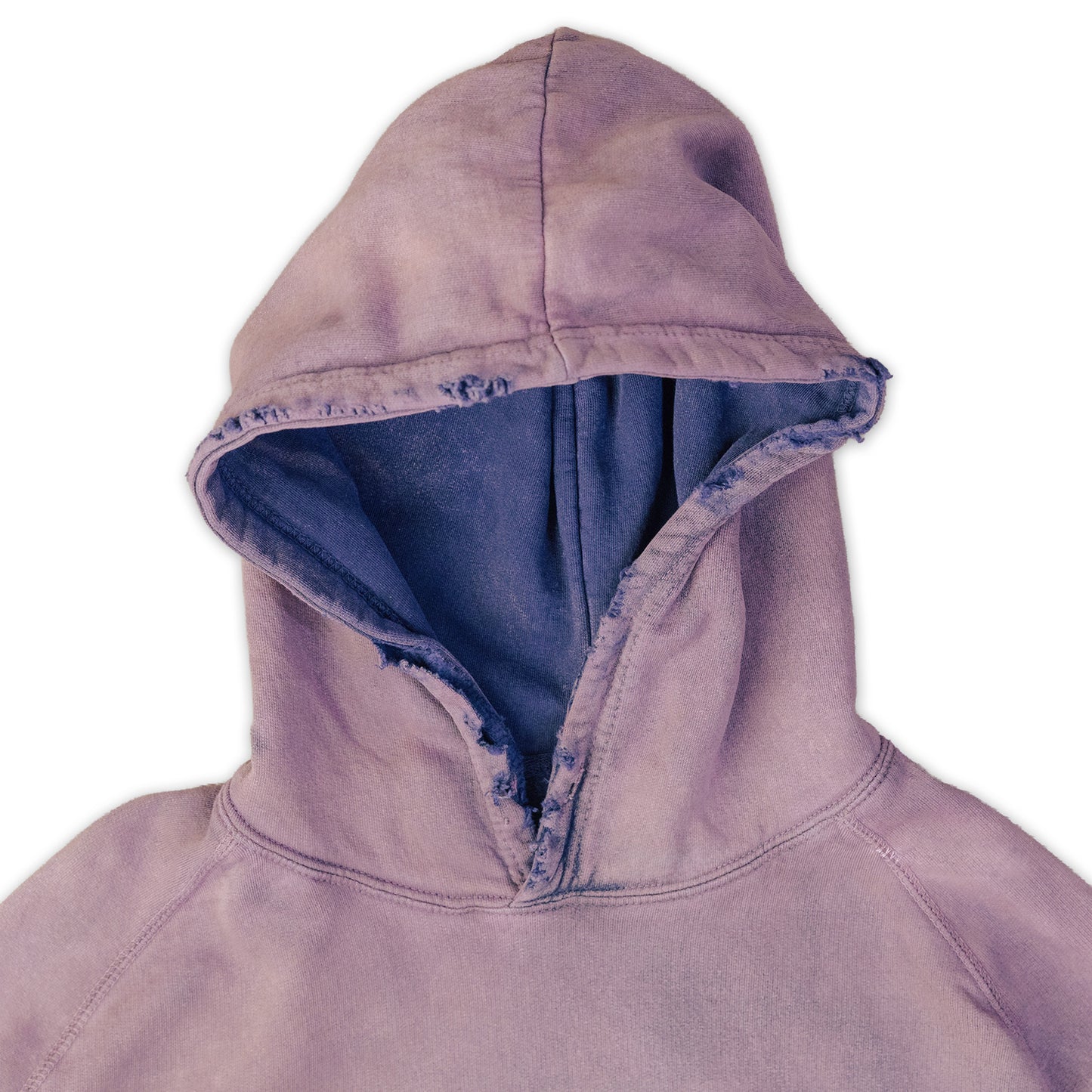 vintage Purple hoodie with blue lining on a white background