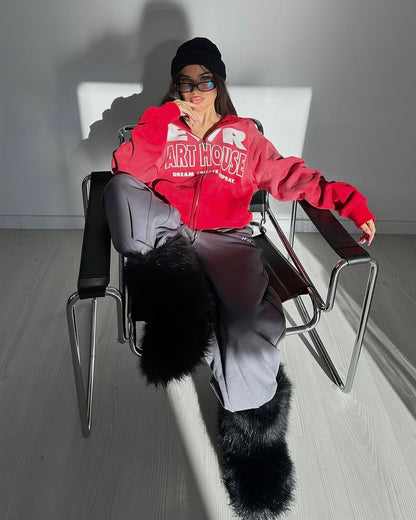 ART HOUSE ZIP UP HOODIE [CANDY CANE] - EVR® 